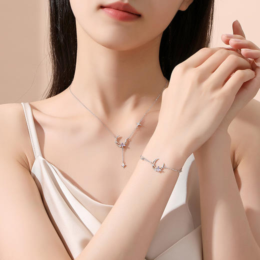 【月光迷蝶】S925银月亮流苏项链【JHY-N000256B】 商品图2