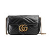 GUCCI 古驰 双G Marmont 马蒙 金标logo做旧绗缝皮革链条黑色女士斜挎包 476433-DTDCT-1000 商品缩略图0