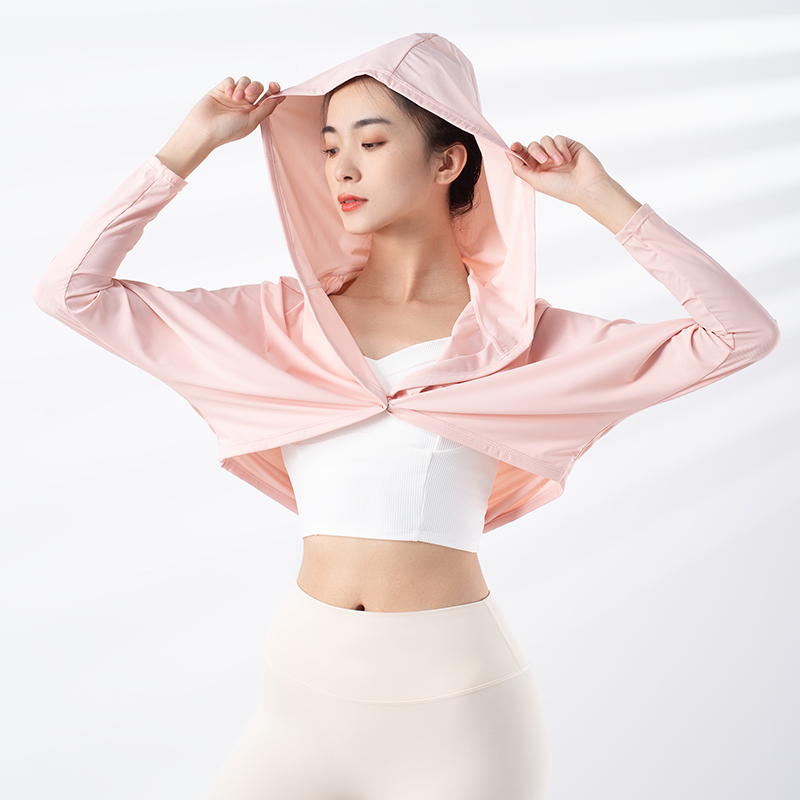 跃牌【禅语梵心系列】外穿凉感薄款连帽防晒瑜伽服长袖运动外套F2275（不带胸垫）