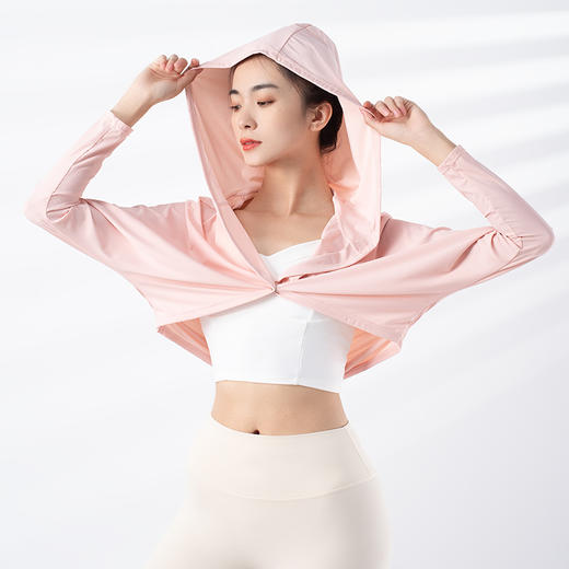 跃牌【禅语梵心系列】外穿凉感薄款连帽防晒瑜伽服长袖运动外套F2275（不带胸垫） 商品图0