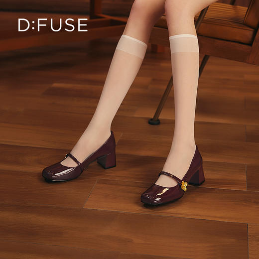 【甜梦少女】DFuse迪芙斯2023秋季新款漆皮圆头粗跟玛丽珍单鞋皮鞋DF33111215 商品图11
