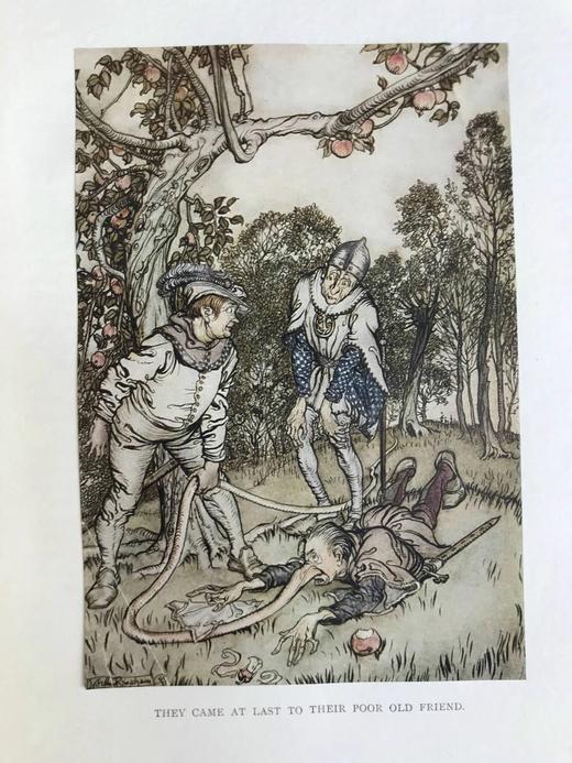 鬼才拉克姆限量签名本！札尼斯朵夫工坊特装！1917年 小弟弟和小姐姐及其他格林童话集 13幅彩色手工贴图与大量黑白插图 真皮精装大16开 商品图11