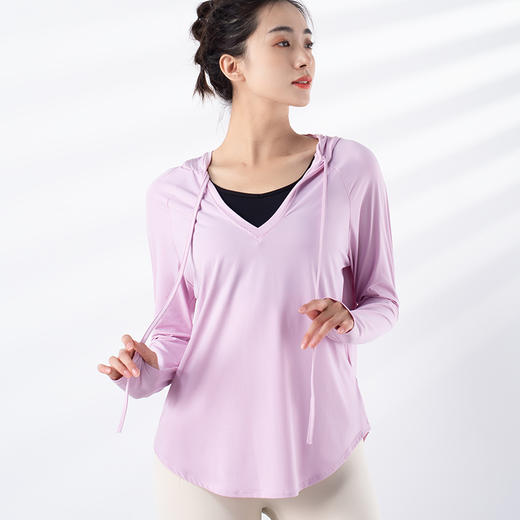 跃牌【禅语梵心系列】新品连帽防晒防紫外线速干跑步透气凉感瑜伽服罩衫F2274（不带胸垫） 商品图8