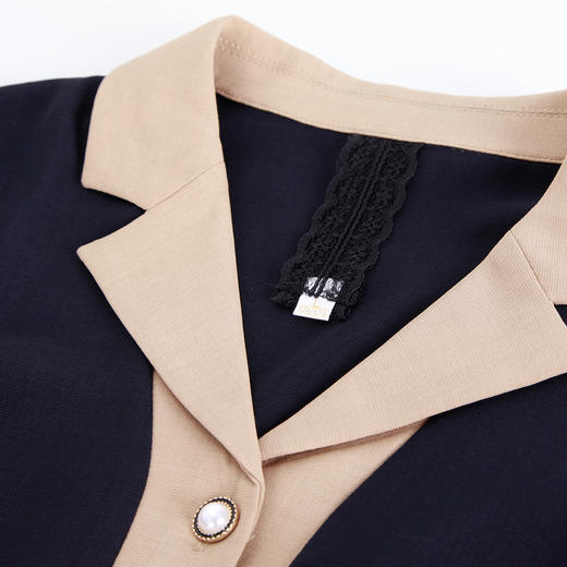 NF89B斯尔丽瑟俪2023新款小西装领撞色收腰A摆连衣裙 商品图4