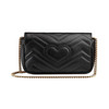 GUCCI 古驰 双G Marmont 马蒙 金标logo做旧绗缝皮革链条黑色女士斜挎包 476433-DTDCT-1000 商品缩略图1