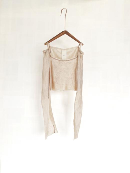 Phaedo  淡柿色/浅赭石方领露肩袖短上衣 商品图6