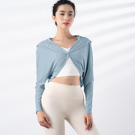 跃牌【禅语梵心系列】外穿凉感薄款连帽防晒瑜伽服长袖运动外套F2275（不带胸垫） 商品图5
