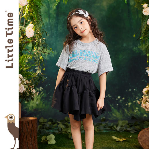 littletime女童t恤潮字母印花2023夏季洋气韩版儿童纯棉宽松短袖 商品图2