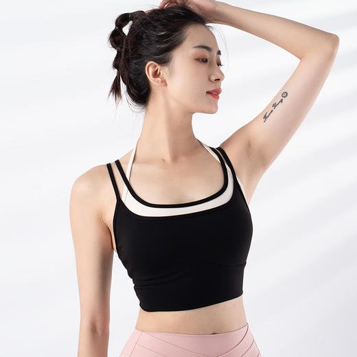 跃牌【禅语梵心系列】新品撞色假两件速干运动一体胸垫瑜伽服胸围F2246（一体式胸垫） 商品图5