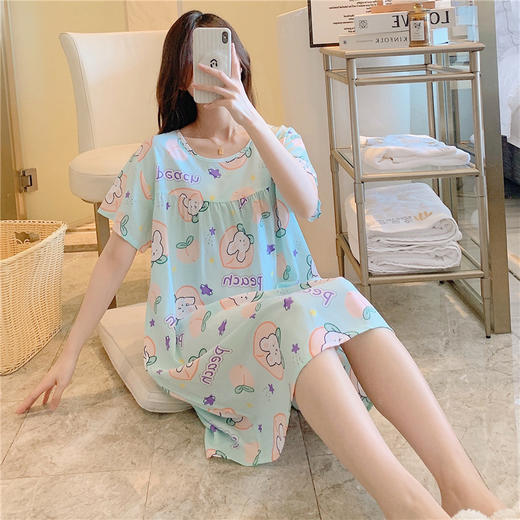 【甜美可爱！棉绸睡裙女士夏季薄款】舒适柔软睡眠无负担，亲肤细腻，透气性好，卡通印花休闲宽松睡裙居家孕妇可外穿孕妇备孕粉丝专属 商品图5