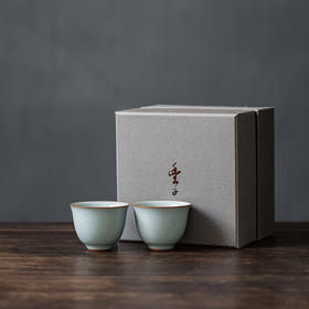 【丰子汝窑】【天青香韵杯2入茶杯】6.2x4.8cm 60ml 手工开片主人杯陶瓷汝瓷单杯子个人品茗杯功夫茶具