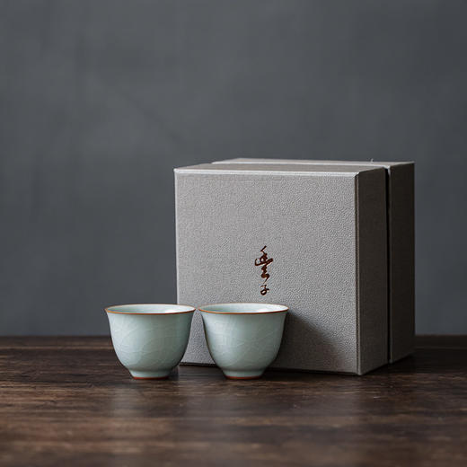 【丰子汝窑】【天青香韵杯2入茶杯】6.2x4.8cm 60ml 手工开片主人杯陶瓷汝瓷单杯子个人品茗杯功夫茶具 商品图0