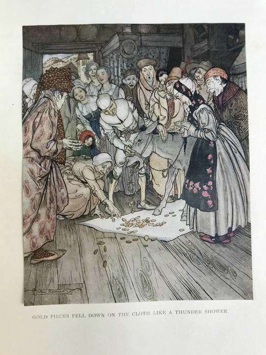 鬼才拉克姆限量签名本！札尼斯朵夫工坊特装！1917年 小弟弟和小姐姐及其他格林童话集 13幅彩色手工贴图与大量黑白插图 真皮精装大16开 商品图13