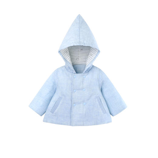 英氏-童衣类（冬）D0英梭短帽外套 浅灰纱蓝 73CM 商品图2