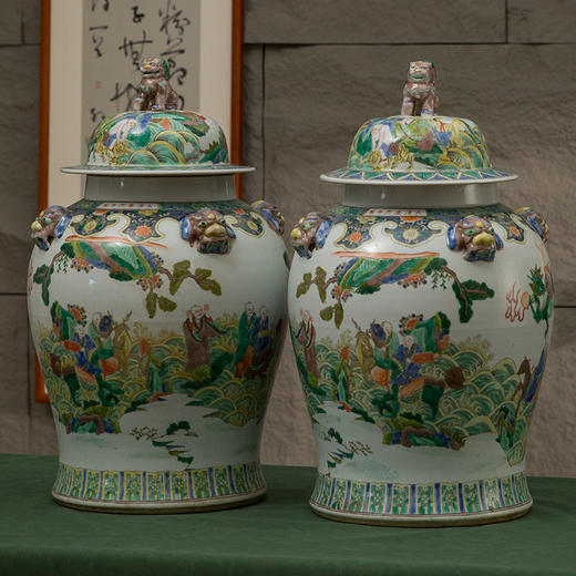 清 五彩十八罗汉图将军罐（一对） 商品图4