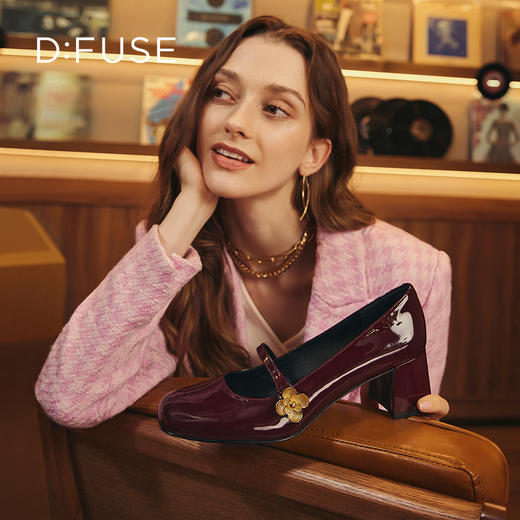 【甜梦少女】DFuse迪芙斯2023秋季新款漆皮圆头粗跟玛丽珍单鞋皮鞋DF33111215 商品图10