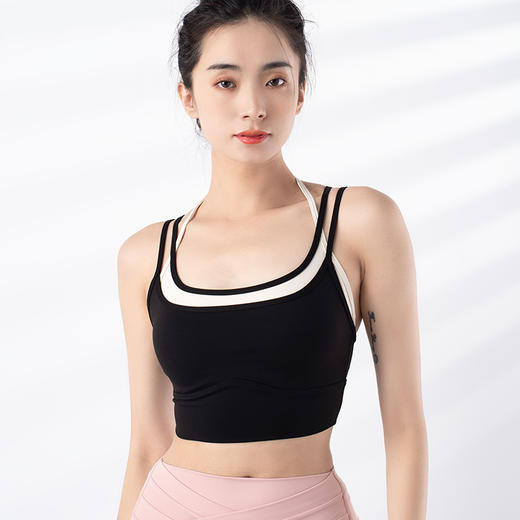 跃牌【禅语梵心系列】新品撞色假两件速干运动一体胸垫瑜伽服胸围F2246（一体式胸垫） 商品图4