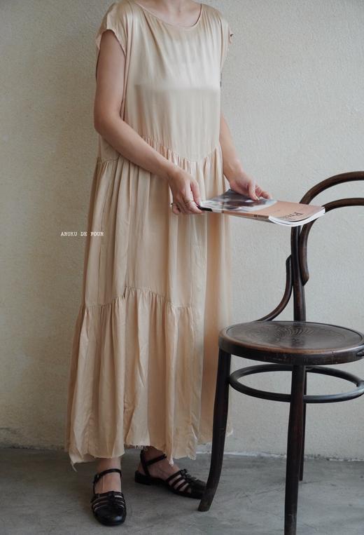 elsa esturgie 卡其色铜氨纤维丝质无袖连衣裙 商品图3