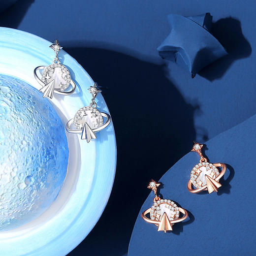 【造梦纸飞机】S925银星球耳饰【JHY-E000080B】 商品图1