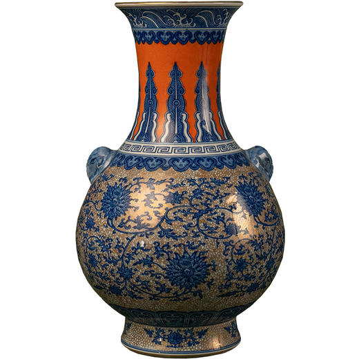 清 青花缠枝莲纹象耳赏瓶 商品图5