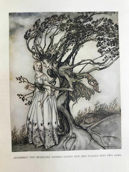 鬼才拉克姆限量签名本！札尼斯朵夫工坊特装！1917年 小弟弟和小姐姐及其他格林童话集 13幅彩色手工贴图与大量黑白插图 真皮精装大16开 商品图14