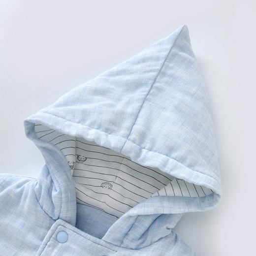 英氏-童衣类（冬）D0英梭短帽外套 浅灰纱蓝 73CM 商品图1