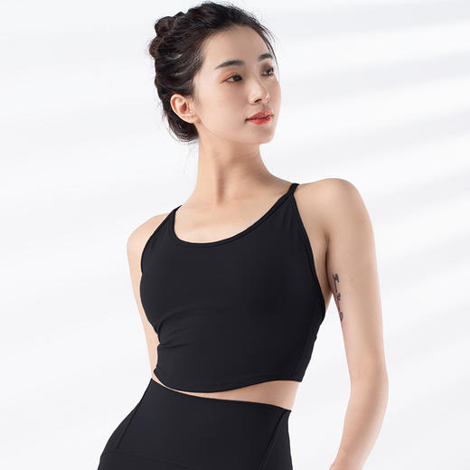 跃牌【禅语梵心系列】固定杯运动速干跑步健身细肩带交叉美背瑜伽服背心F2254（一体式胸垫） 商品图6