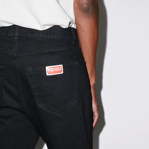 KENZO 高田贤三 男士棉质徽标贴花 ASAGAO 直筒休闲牛仔裤 黑色 FD55 DP331 6C1 BM 商品图3