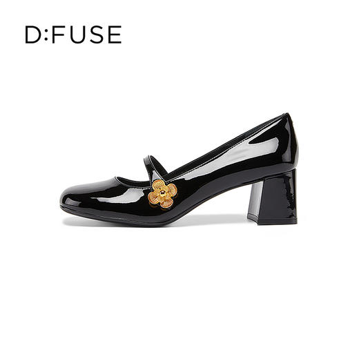 【甜梦少女】DFuse迪芙斯2023秋季新款漆皮圆头粗跟玛丽珍单鞋皮鞋DF33111215 商品图4