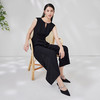 EITIE爱特爱夏季新款干练圆领无袖高腰直筒显瘦黑色通勤连体裤B2307122 商品缩略图3