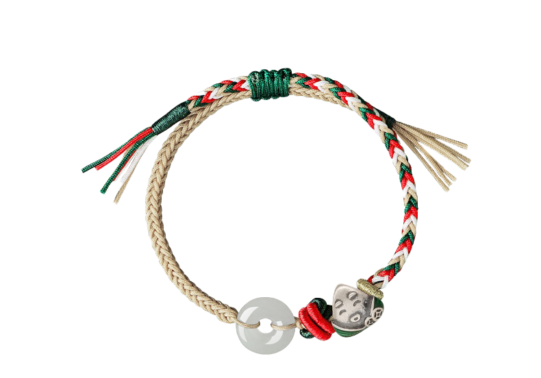 《福粽安康》彩绳福粽端午节五彩绳手链银s925小粽子玉髓手绳·银s925手链