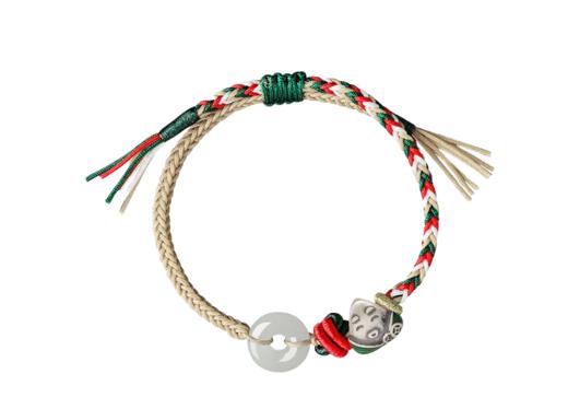 《福粽安康》彩绳福粽端午节五彩绳手链银s925小粽子玉髓手绳·银s925手链 商品图0