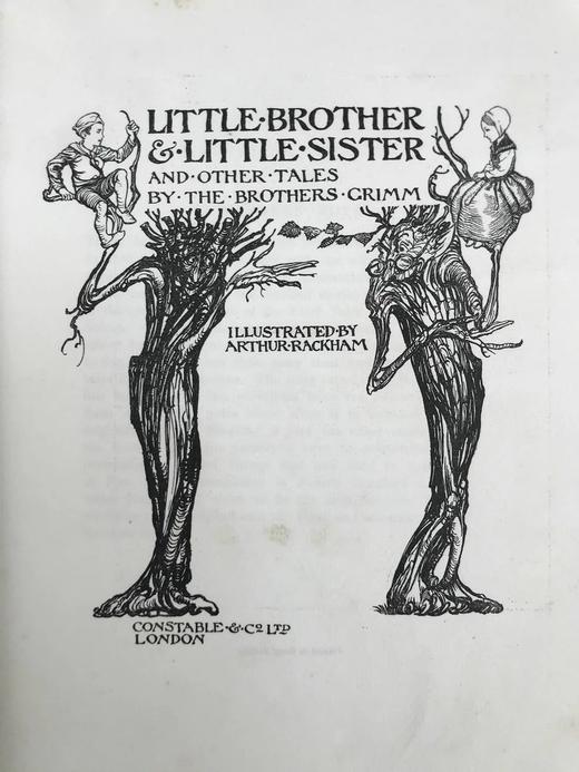 鬼才拉克姆限量签名本！札尼斯朵夫工坊特装！1917年 小弟弟和小姐姐及其他格林童话集 13幅彩色手工贴图与大量黑白插图 真皮精装大16开 商品图5