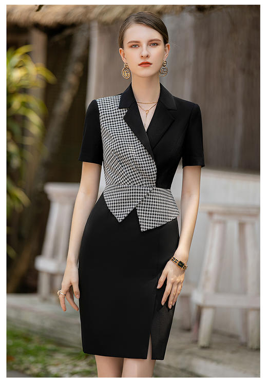 AD接拼西装连衣裙夏季高级感工作服高端职业装套装女正装西服裙 商品图0