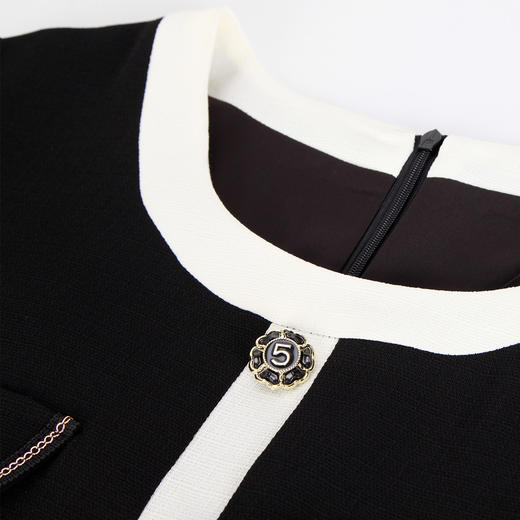 NF8S3斯尔丽瑟俪2023夏季新款气质撞色精致装饰修身圆领短袖连衣裙 商品图4