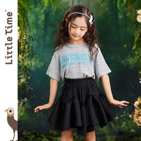 littletime女童t恤潮字母印花2023夏季洋气韩版儿童纯棉宽松短袖