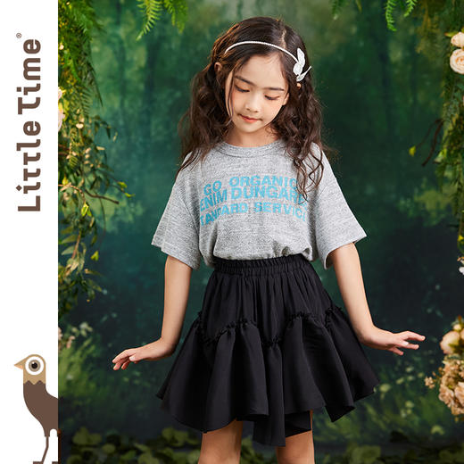 littletime女童t恤潮字母印花2023夏季洋气韩版儿童纯棉宽松短袖 商品图0