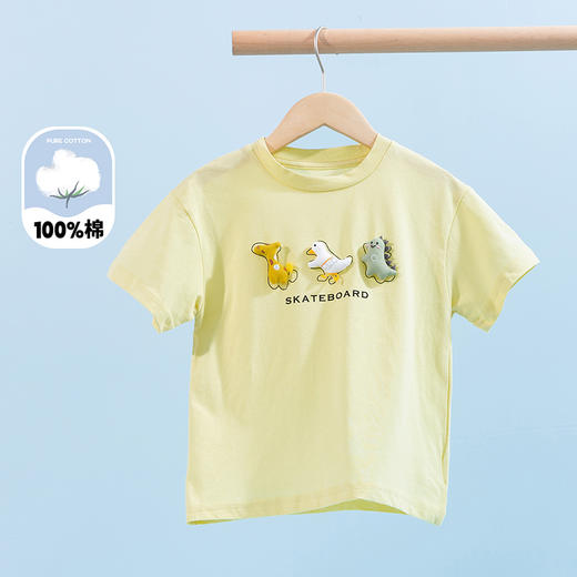 贝贝怡童装男童清爽凉感T恤夏季新款卡通印花短袖男宝宝休闲上衣 商品图5