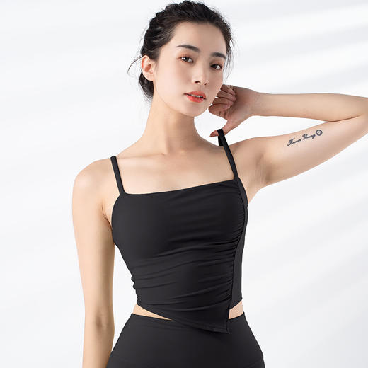 跃牌【禅语梵心系列】新品固定杯侧缩褶防震运动吊带瑜伽服背心F2245（一体式胸垫） 商品图12