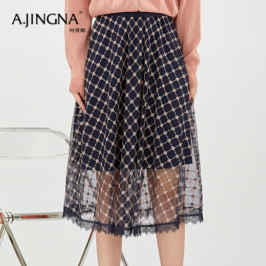 【商城同款】阿菁娜春夏蕾丝镂空A字裙摆连衣裙A27X213022 商品图4