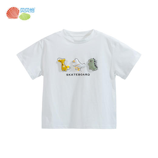 贝贝怡童装男童清爽凉感T恤夏季新款卡通印花短袖男宝宝休闲上衣 商品图6