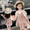【碎花假两件连衣裙送草帽】亲肤贴身柔软舒适，耐洗耐穿，时尚舒展百褶裙轻盈灵动，甜美可爱女宝宝夏季假两件短袖连衣裙，新款婴儿童0一4岁雪纺小女孩公主裙潮sh 商品缩略图1