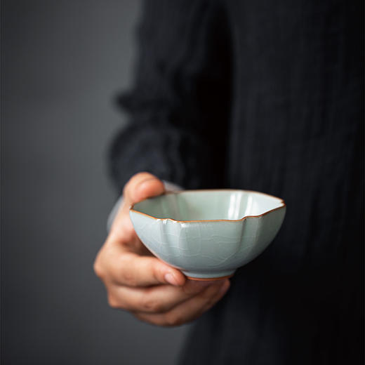 【丰子汝窑】【天青六方杯】8.2x4.3cm 100ml 茶杯纯手工开片主人杯陶瓷汝瓷单杯子个人品茗杯功夫茶具 商品图1