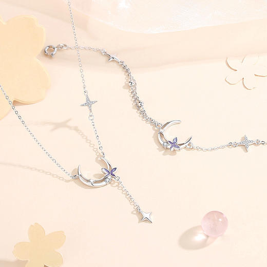 【月光迷蝶】S925银月亮流苏项链【JHY-N000256B】 商品图3