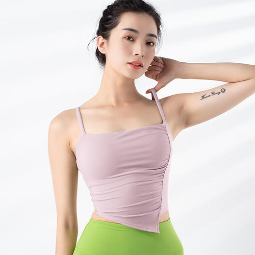 跃牌【禅语梵心系列】新品固定杯侧缩褶防震运动吊带瑜伽服背心F2245（一体式胸垫） 商品图8