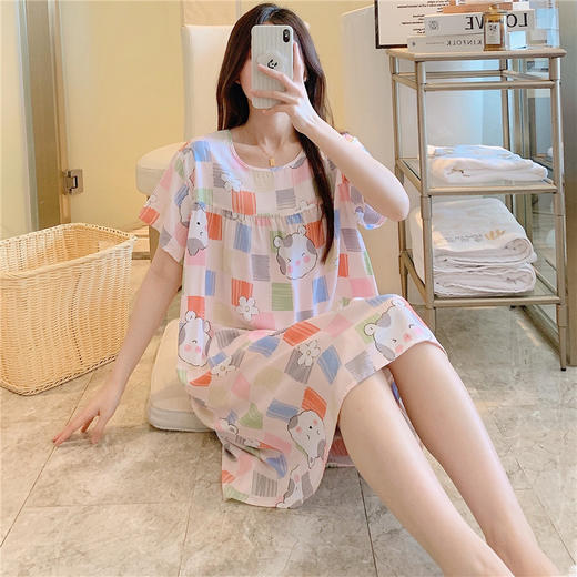 【甜美可爱！棉绸睡裙女士夏季薄款】舒适柔软睡眠无负担，亲肤细腻，透气性好，卡通印花休闲宽松睡裙居家孕妇可外穿孕妇备孕粉丝专属 商品图3