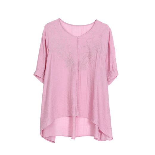 KQL-A83N6276大码新款夏季复古文艺刺绣百搭上衣 商品图4