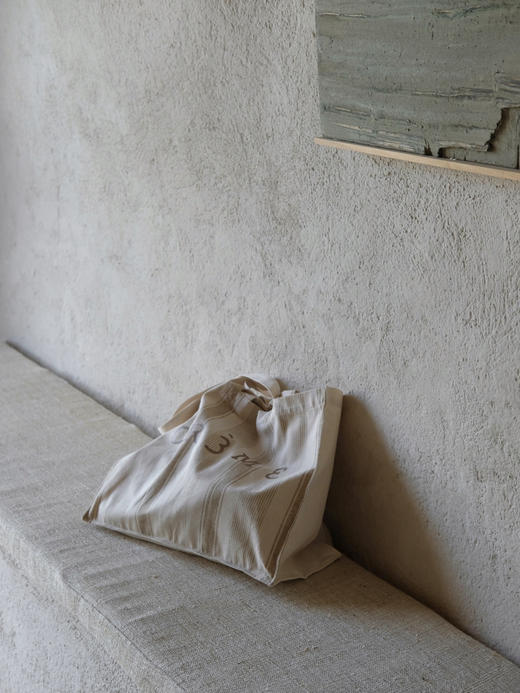 Khaki Stripe Canvas Tote Bag 商品图2