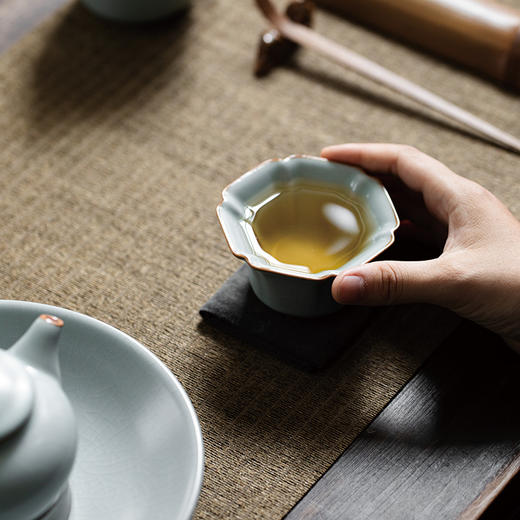 【丰子汝窑】【天青棱瓣杯】8.3x4.8cm 80ml 茶杯纯手工开片主人杯陶瓷汝瓷单杯子个人品茗杯功夫茶具 商品图2