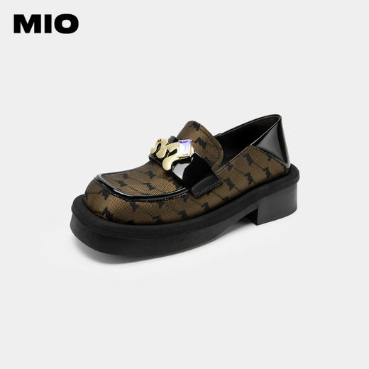 MIO米奥春秋圆头字母钻饰老钱风单鞋复古一脚蹬乐福鞋英伦风女鞋M234527334 商品图5